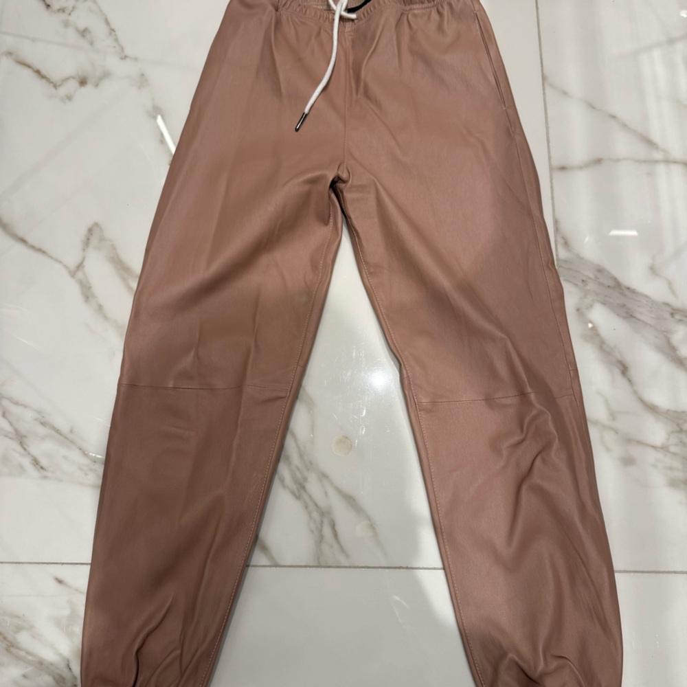 SPRWMN leather joggers tan